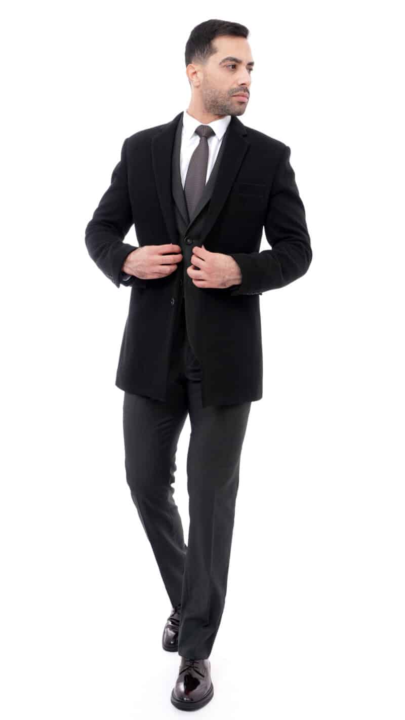 manteau noir en laine EVASION