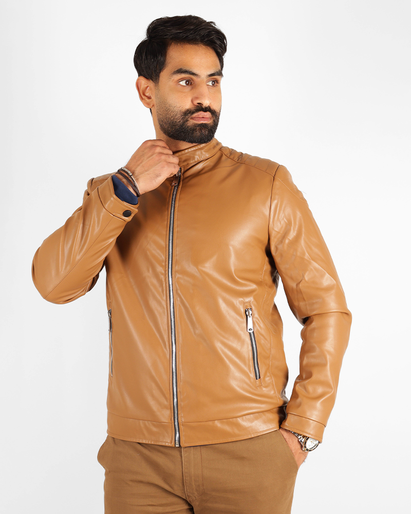 Veste Simili Cuir Camel