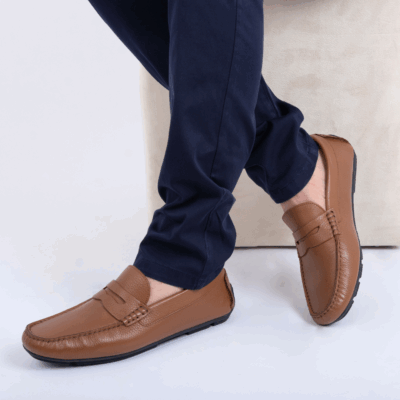 Mocassin Camel Cuir Crispé