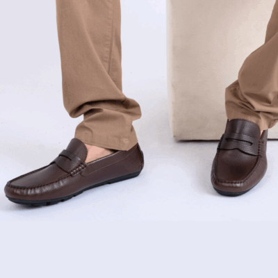 Mocassin Cuir Marron Crispé
