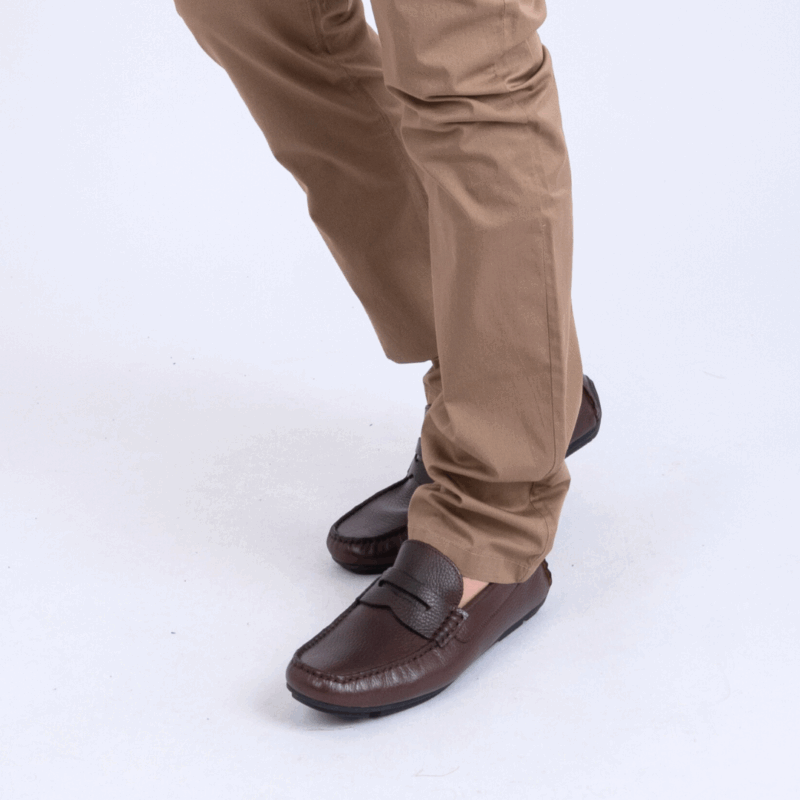 Mocassin Cuir Marron Crispé – Image 2