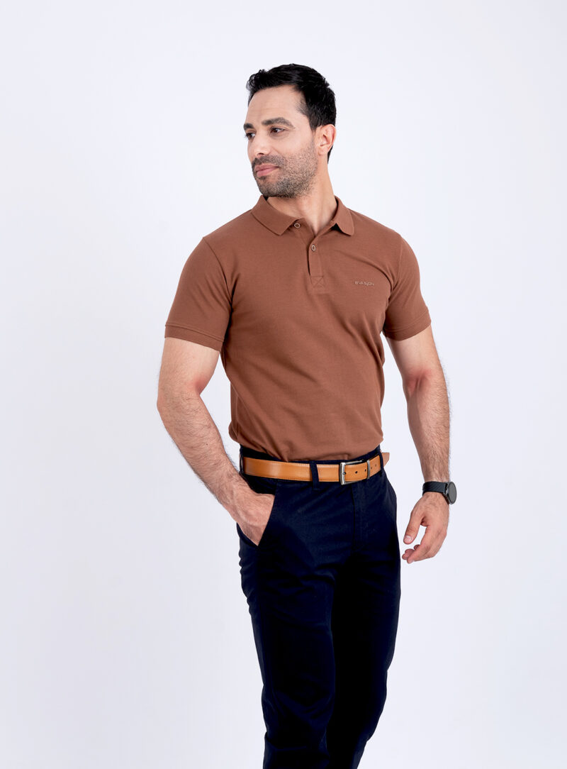 Polo uni marron – Image 2
