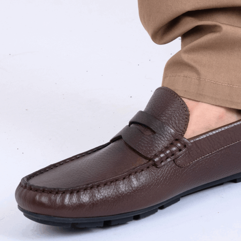 Mocassin Cuir Marron Crispé – Image 3