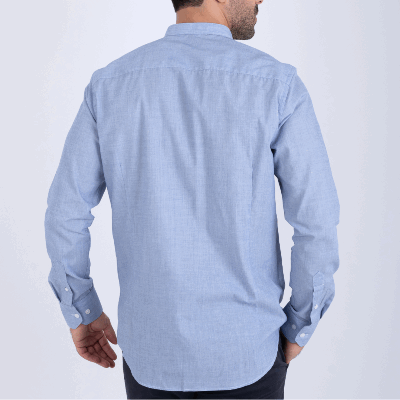 Chemise col mao bleu gris – Image 5