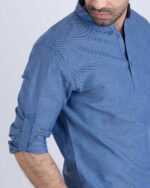 Chemise Col Mao Bleu ref208 – Image 2