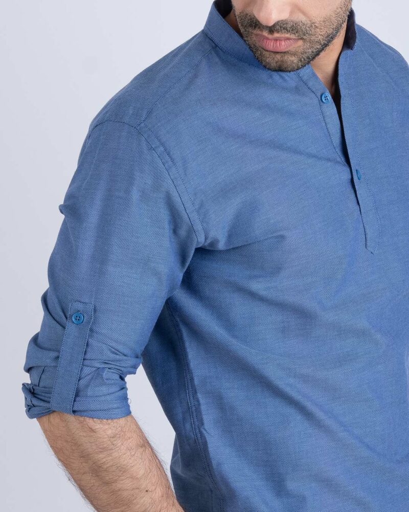 Chemise Col Mao Bleu ref208 – Image 2