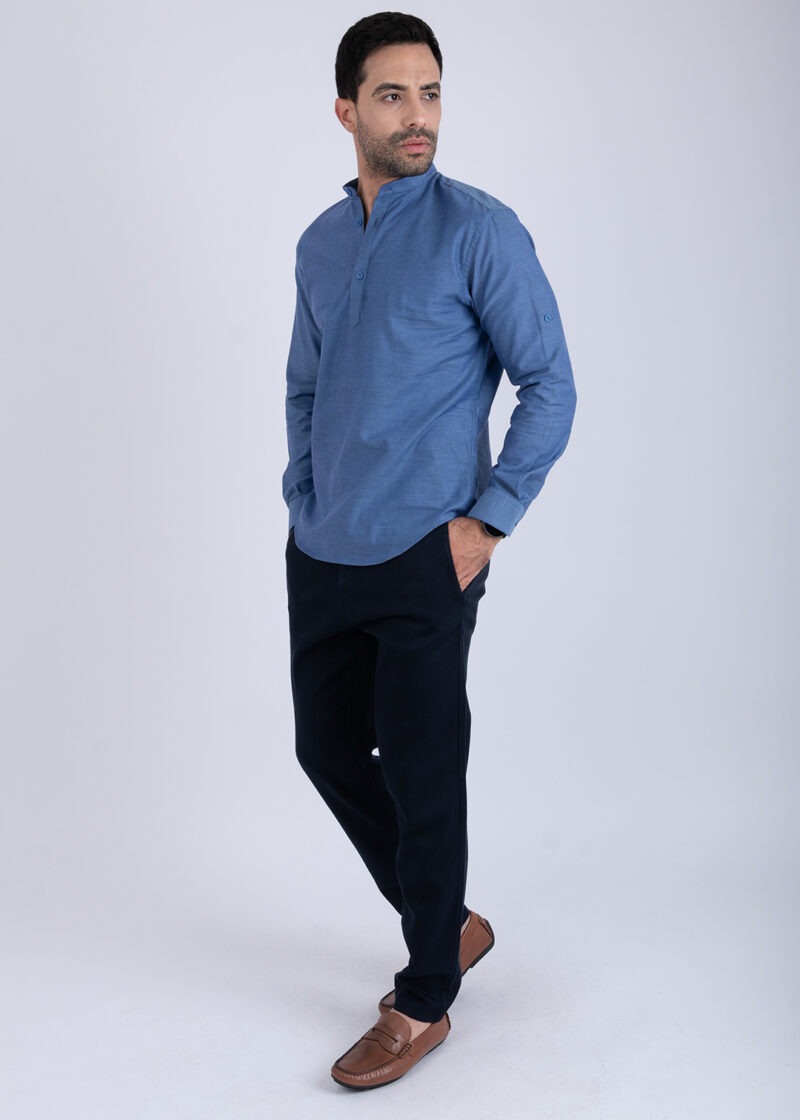 Chemise Col Mao Bleu ref208 – Image 3