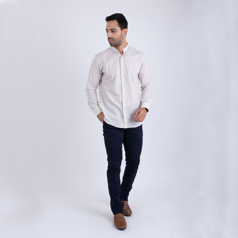 Chemise Col Mao Beige – Image 2