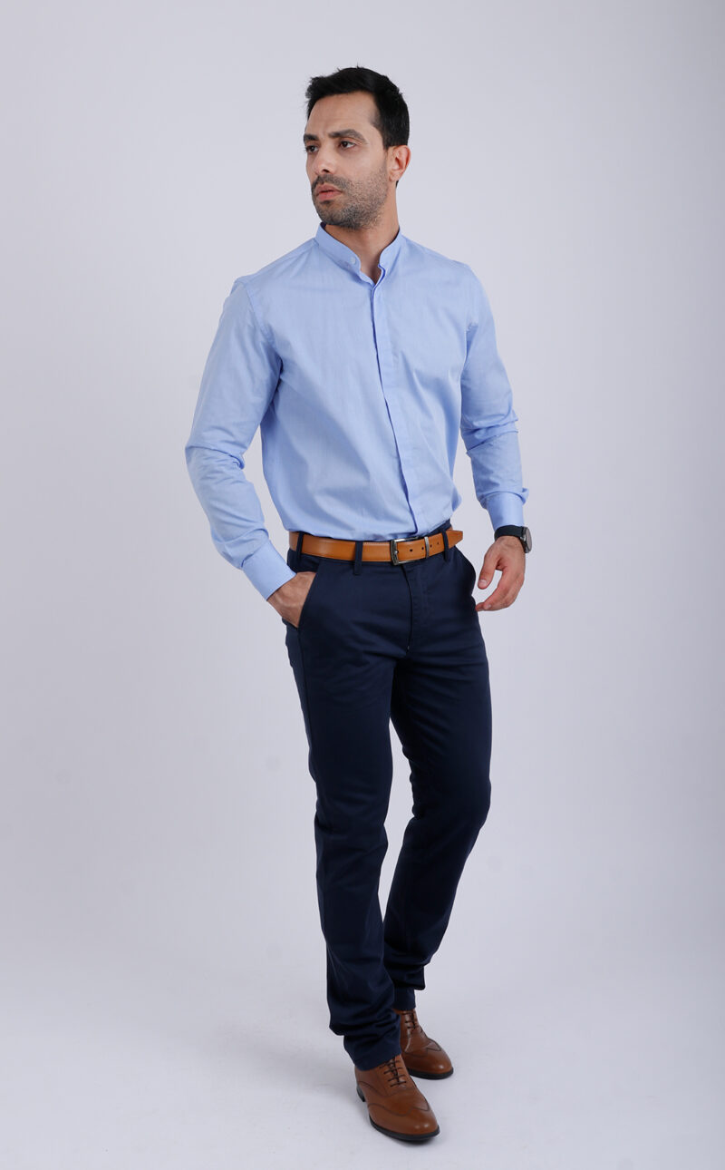 Chemise col mao bleu – Image 2