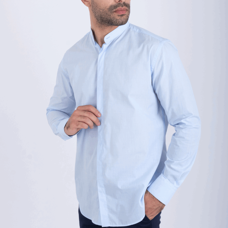 Chemise col mao ciel – Image 4