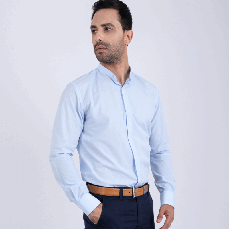 Chemise col mao ciel – Image 1
