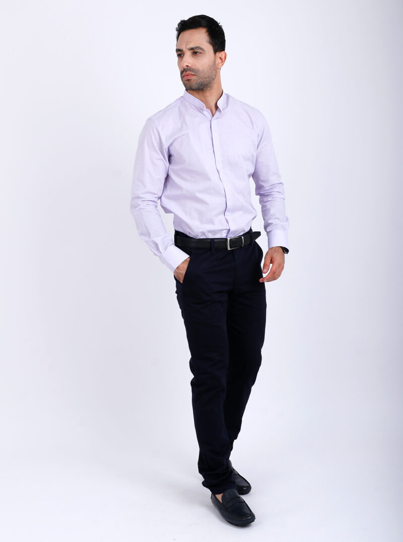 Chemise Col Mao Parme – Image 2