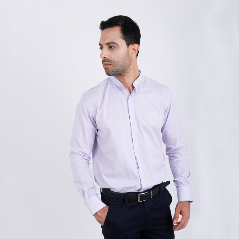Chemise Col Mao Parme – Image 1