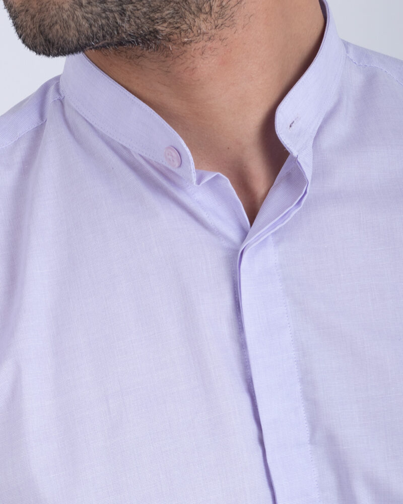 Chemise Col Mao Parme – Image 3