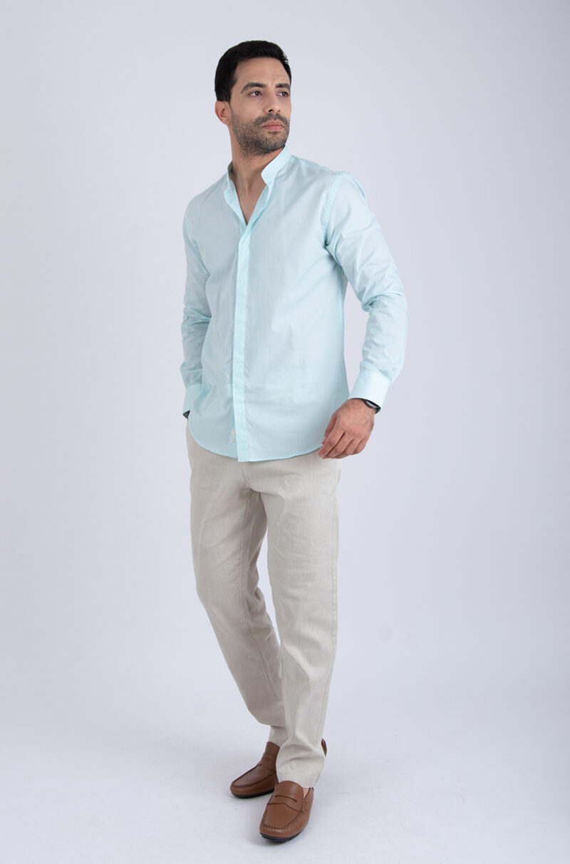 Chemise col mao vert – Image 3
