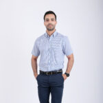 Chemise manche courte bleu