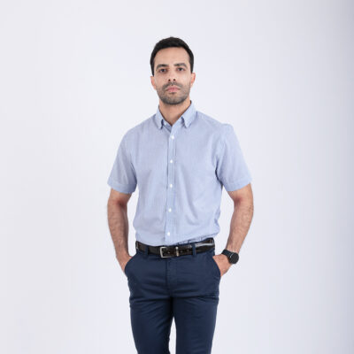 Chemise manche courte bleu