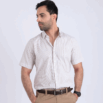 Chemise demi manche beige