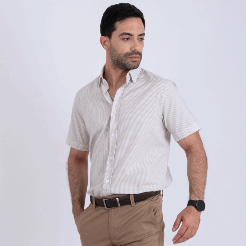 Chemise demi manche beige – Image 5