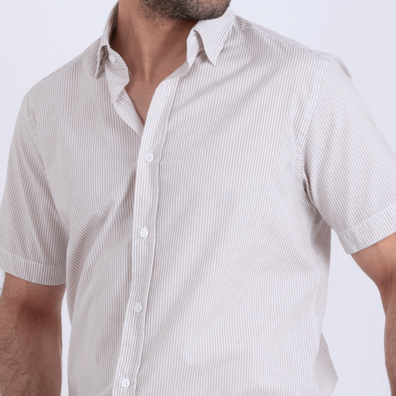 Chemise demi manche beige – Image 2