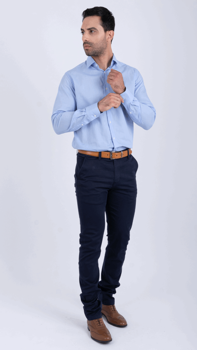 Chemise ciel petit carreaux ref211 – Image 3