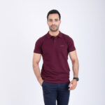 Polo uni aubergine