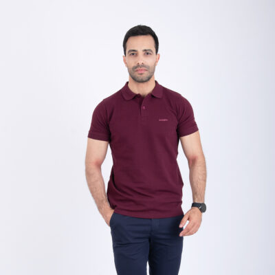 Polo uni aubergine