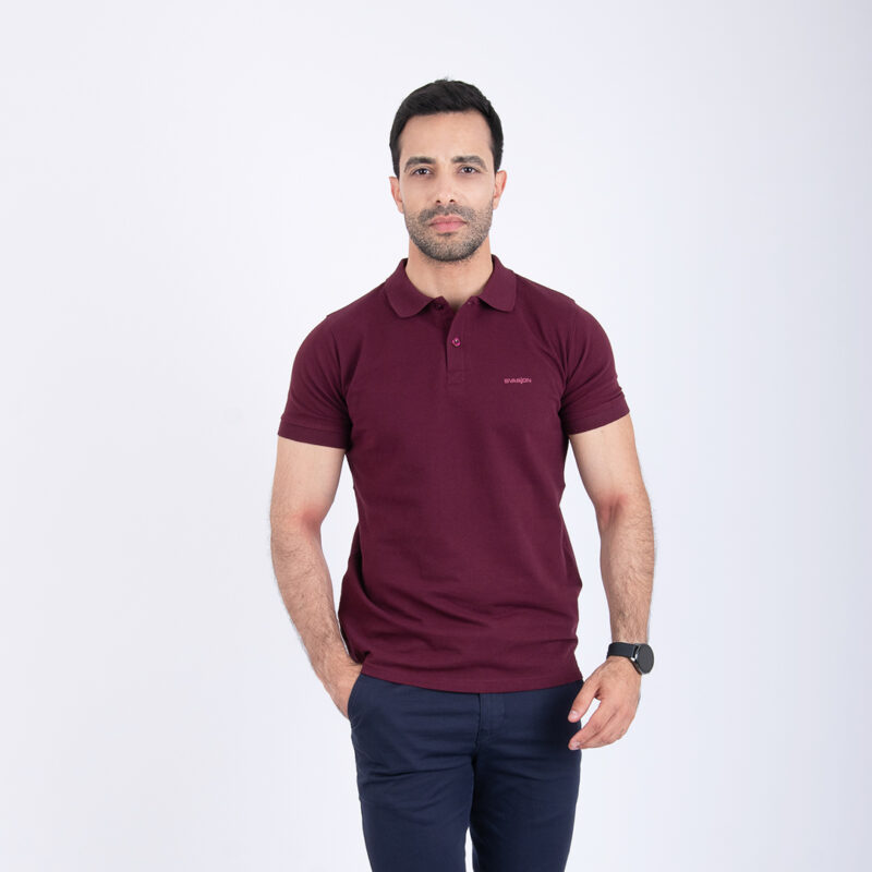 Polo uni aubergine – Image 1