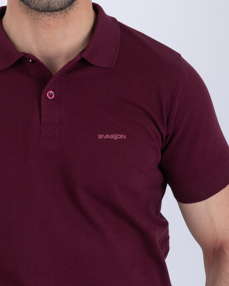 Polo uni aubergine – Image 2
