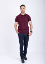 Polo uni aubergine – Image 5