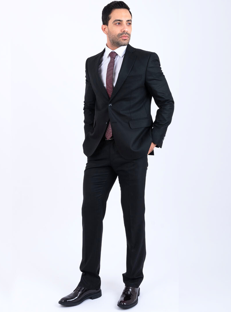 costume noir tissu caviar