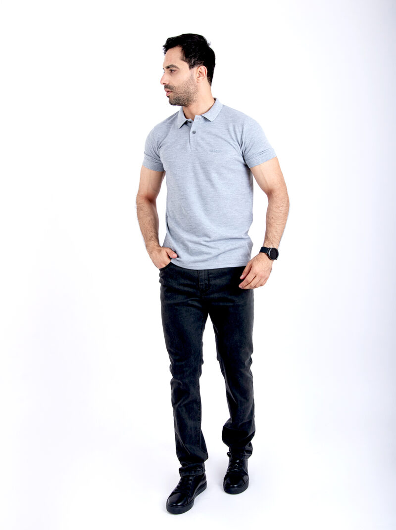 Polo uni gris – Image 3
