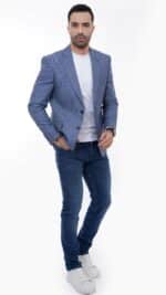 Blazer homme bleu clair – vue portée