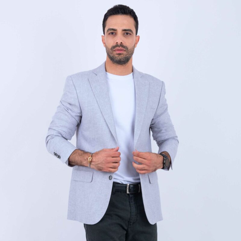 Veste Lin Gris Clair – Image 1