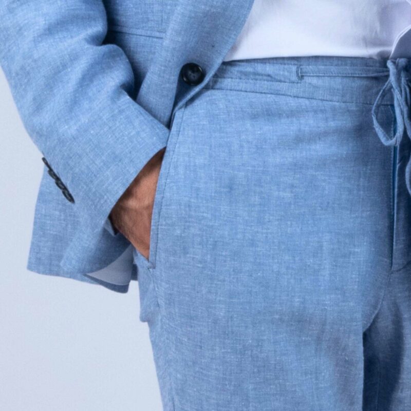 Pantalon Lin bleu Ref141 – Image 2