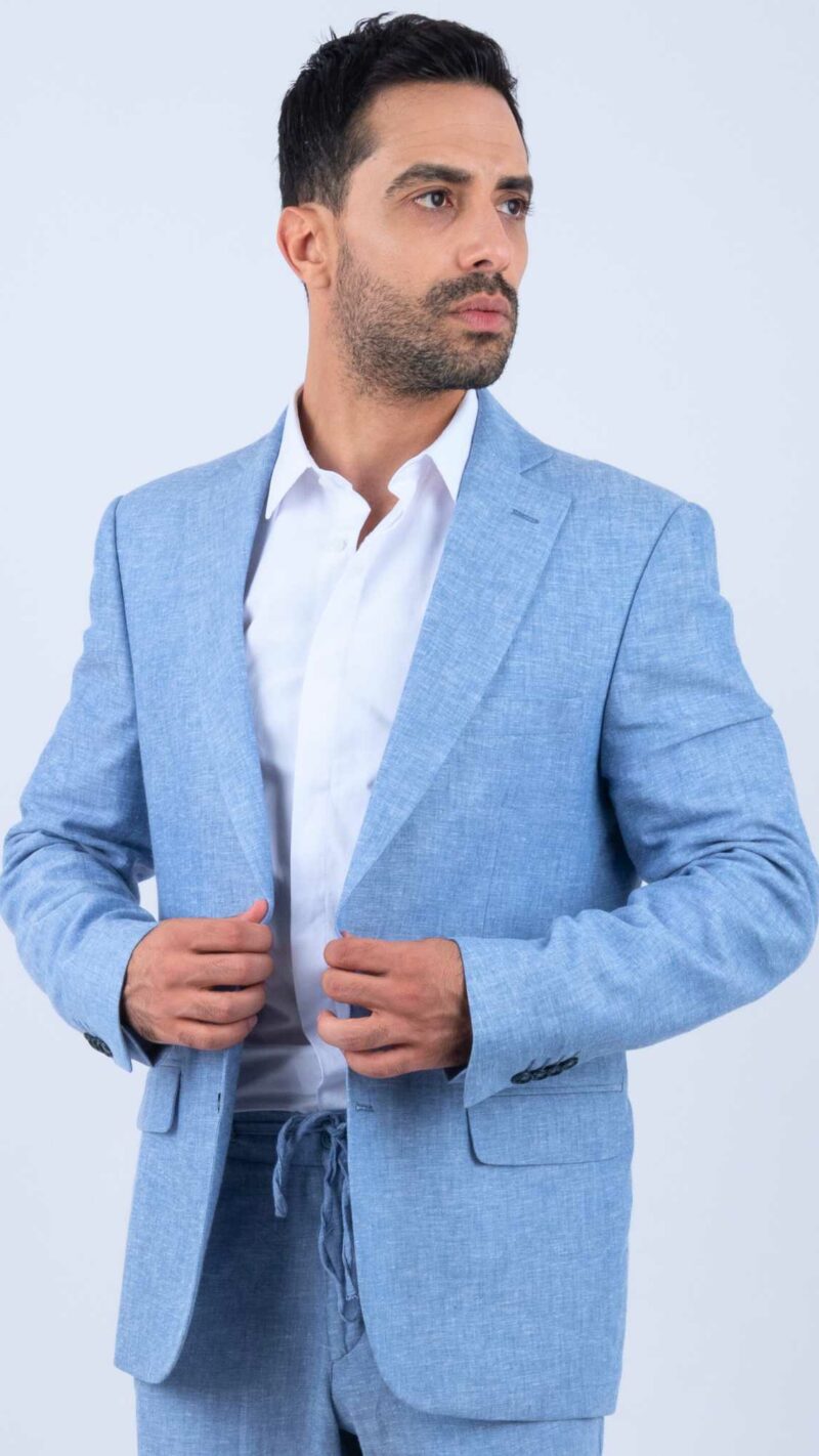 veste homme lin bleu evasion tunisie