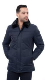 Blouson homme bleu matelassé – Image 4
