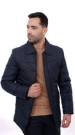 Blouson homme bleu matelassé – Image 7