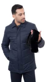 Blouson homme bleu matelassé – Image 9