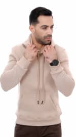 Sweat Capuche Homme Beige – Image 3