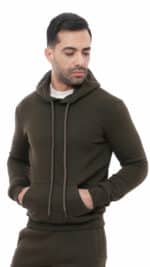 Sweat capuche homme vert-evasion