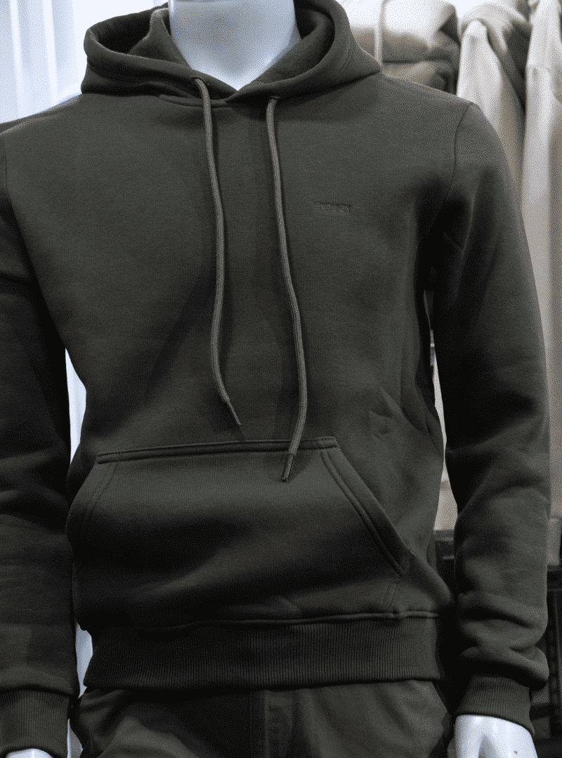 Sweat capuche homme vert kaki Évasion