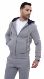 hoodie zippé homme gris- evasion