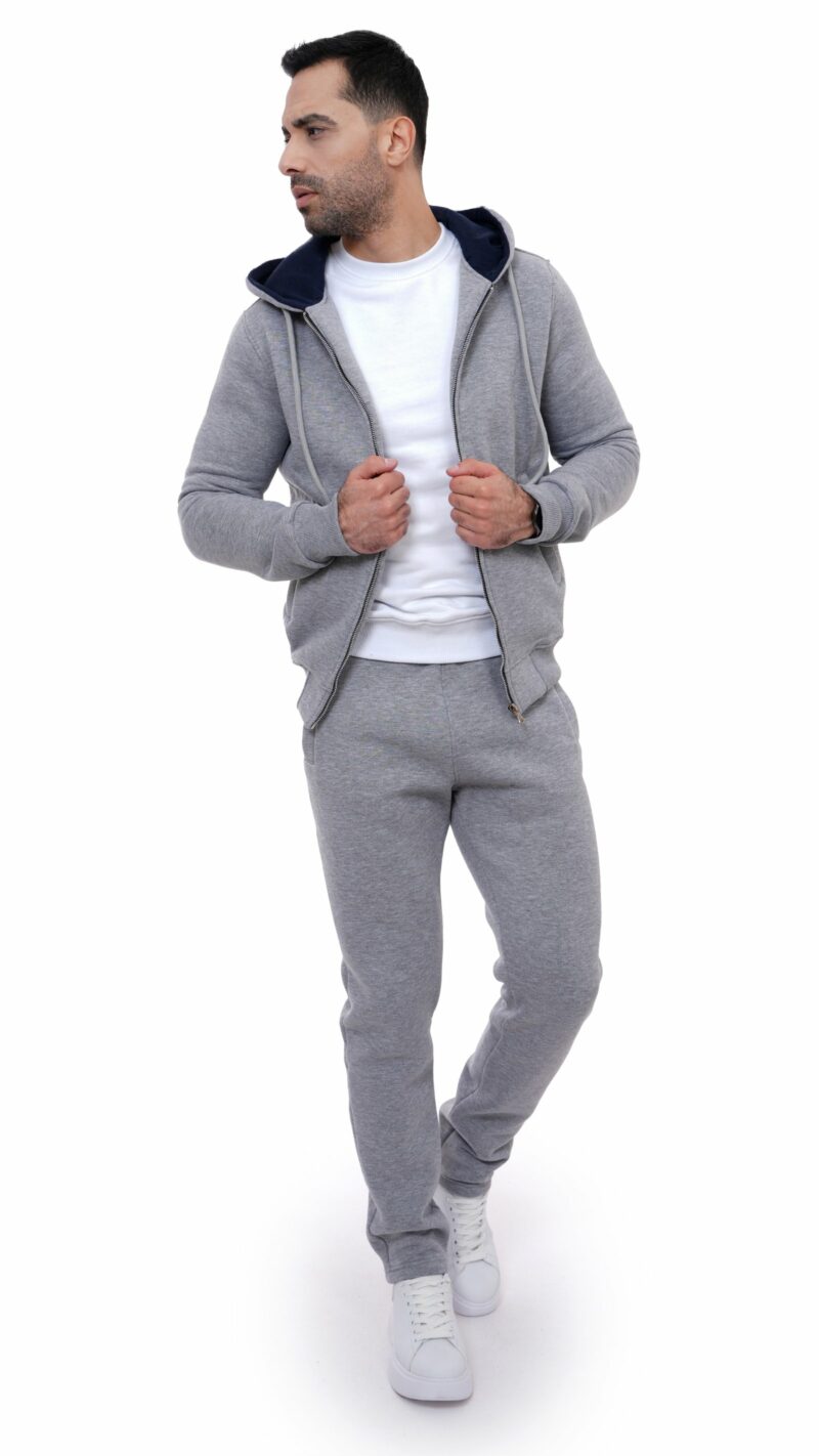 Ensemble jogging homme gris – hoodie zip + pantalon