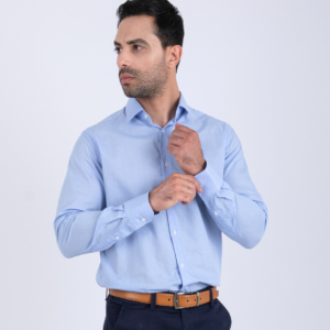 Chemise ciel petit carreaux ref211