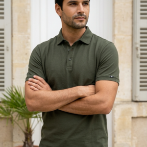 Polo homme vert foncé– Coupe Droite