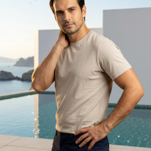 T-shirt homme beige coton -evasion