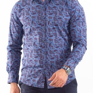 Chemise Bleu/Bordeaux