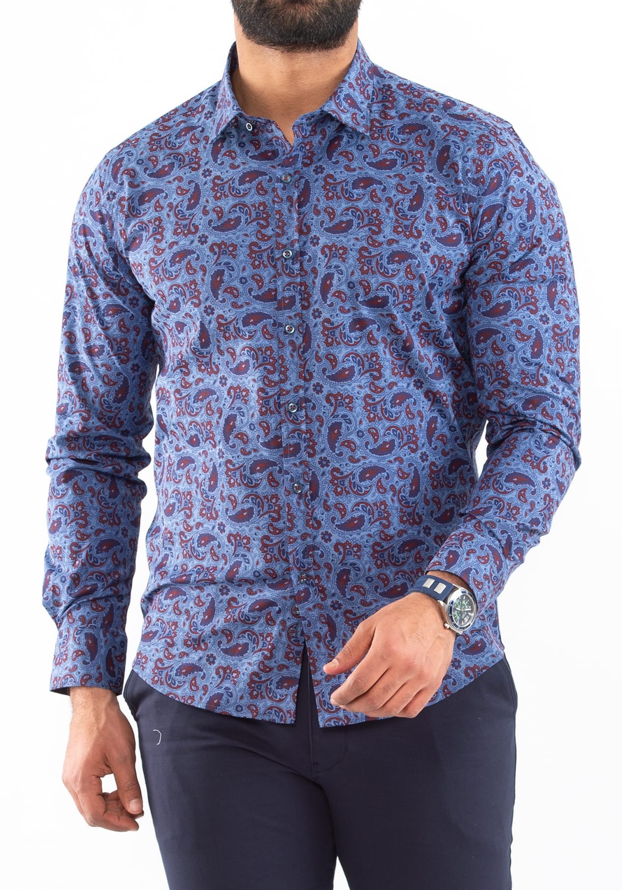 Chemise Bleu/Bordeaux