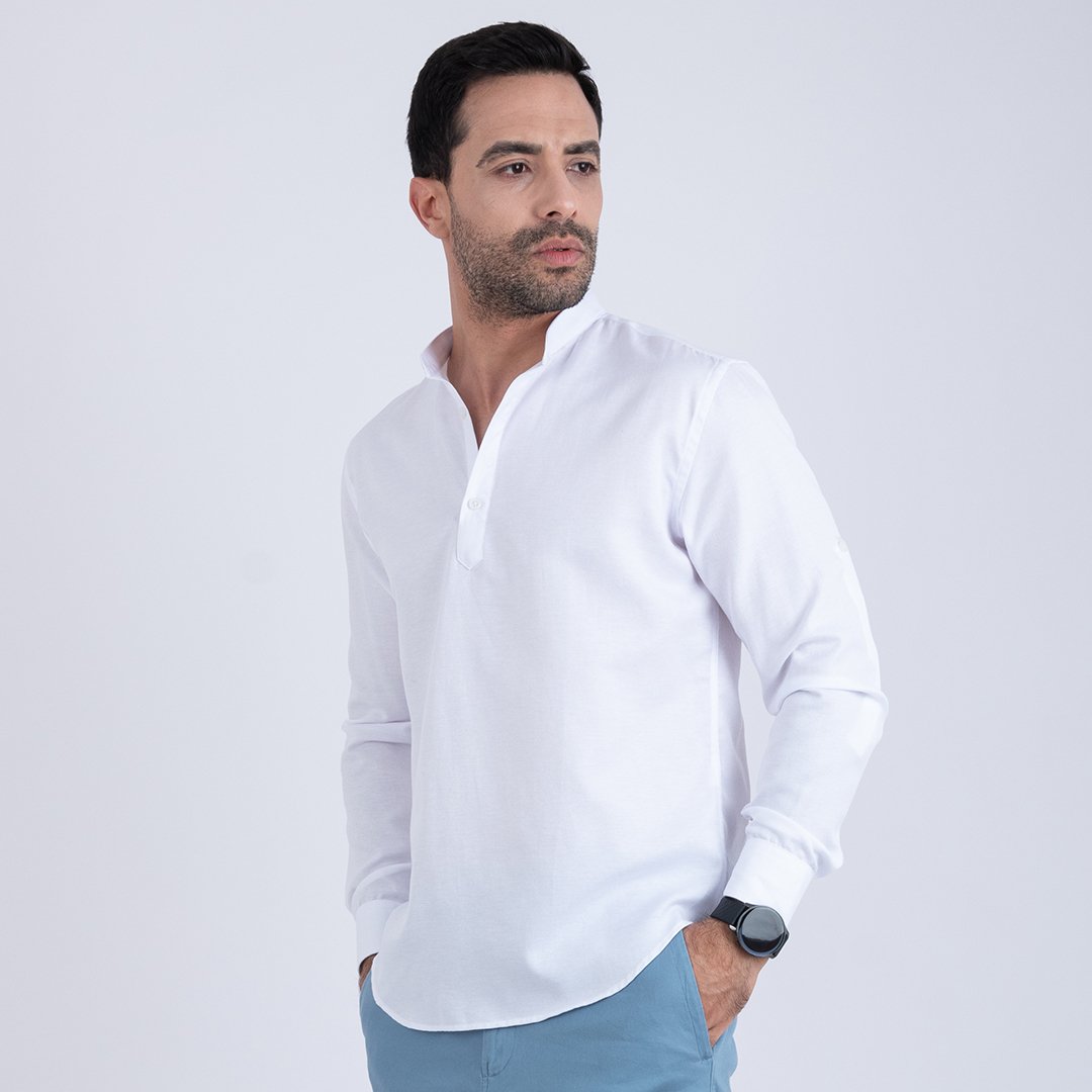Chemise Col Mao Blanc ref208 1 Chemise Col Mao Blanc ref208